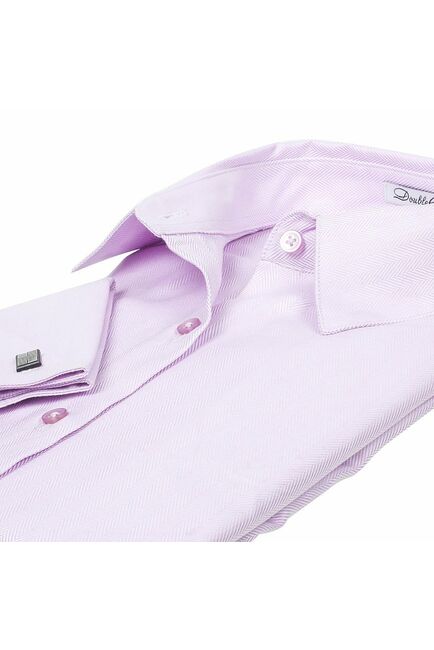 Приталенная женская рубашка под запонки фиолетовая - 5071 от DoubleCuff 