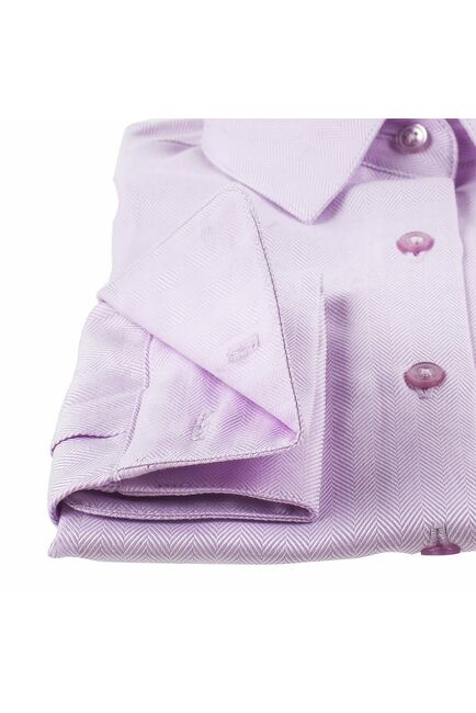 Приталенная женская рубашка под запонки фиолетовая - 5071 от DoubleCuff 