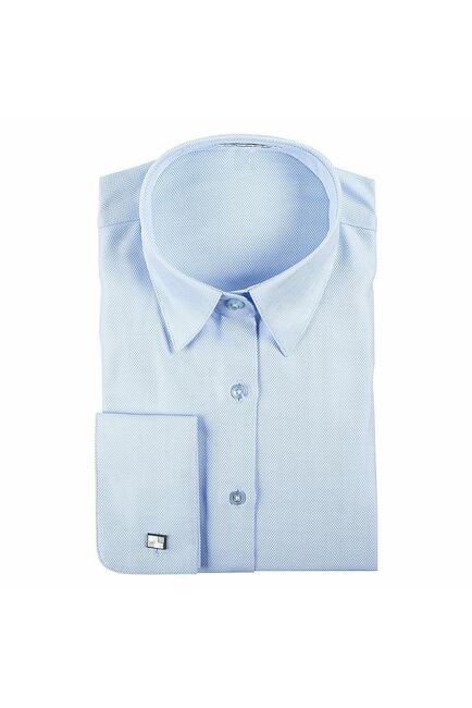 Приталенная женская рубашка под запонку голубая - 5073 от DoubleCuff 