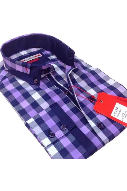 Мужская рубашка приталенная под пуговицы - 51002 от  