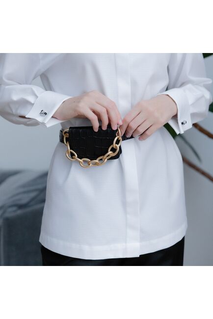 Женская рубашка под запонку белая - 7914 от byME 