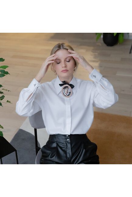 Женская рубашка под запонку белая - 7914 от byME 