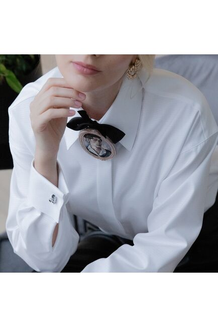 Женская рубашка под запонку белая - 7914 от byME 