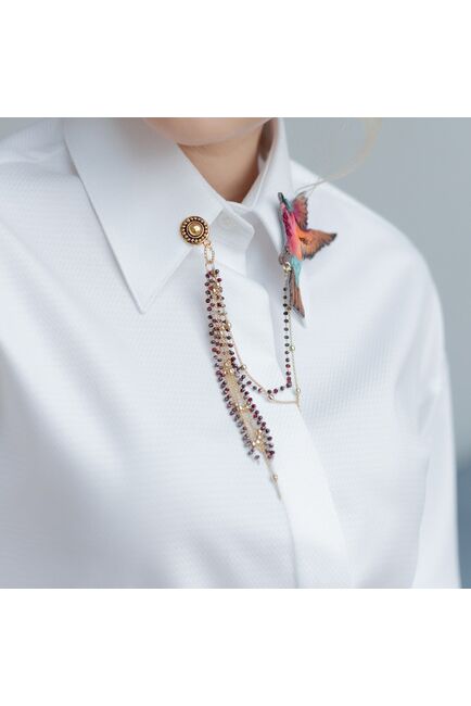 Женская рубашка под запонку белая - 7914 от byME 