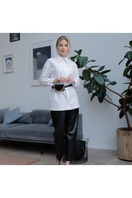 Женская рубашка под запонку белая - 7914 от byME 