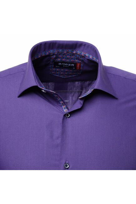 Мужская рубашка фиолетовая с отделкой - 50238 от Bawer 