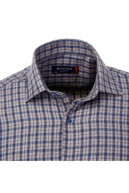 Мужская рубашка фланелевая в крупную клетку синего цвета  - 50242 от Bawer 