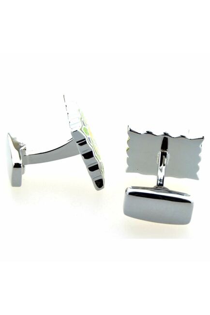 Запонки квадратные зелено - желтые с восточным узором  - 153032 от  