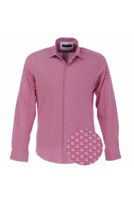 Мужская рубашка красная с узором цветы - 50282 от  