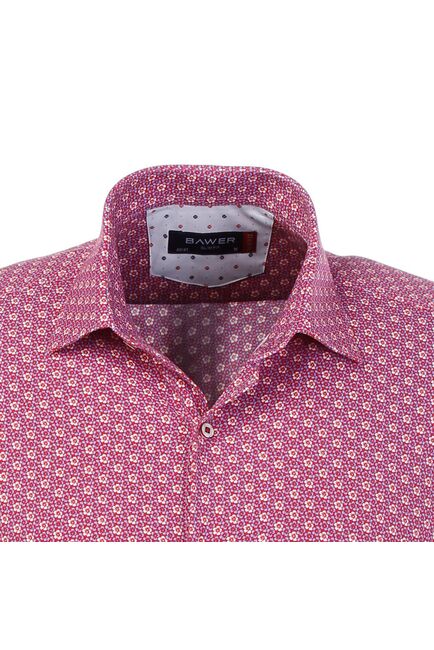 Мужская рубашка красная с узором цветы - 50282 от  