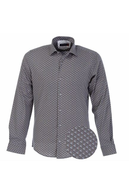 Мужская рубашка коричневая с узором цветы - 50283 от  