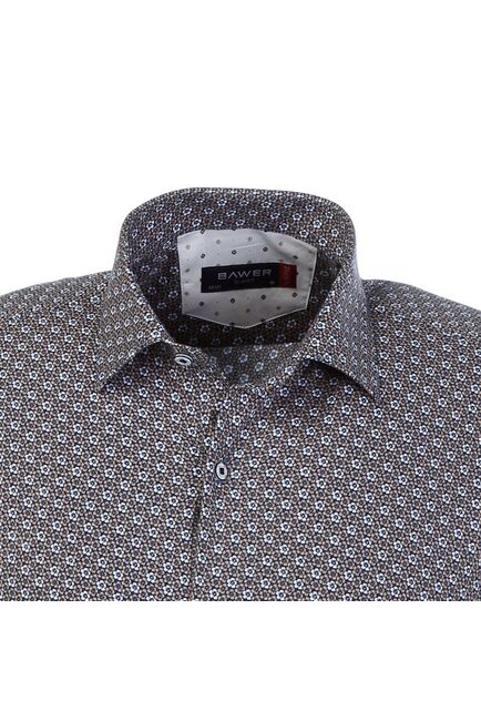 Мужская рубашка коричневая с узором цветы - 50283 от  