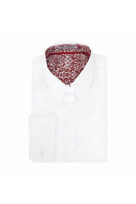 Женская рубашка под запонки белая отделочная ткань узор кружево - 5092 от DoubleCuff 