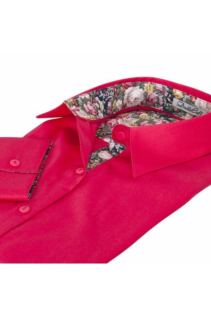 Женская рубашка под пуговицы малиновая - 5095 от DoubleCuff 