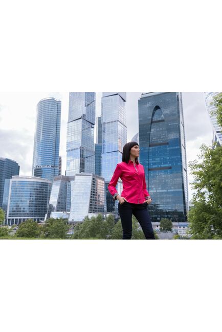 Женская рубашка под пуговицы малиновая - 5095 от DoubleCuff 