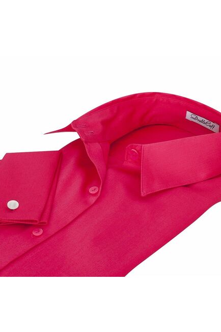 Женская рубашка под запонки малиновая - 5099 от DoubleCuff 