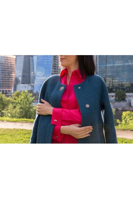 Женская рубашка под запонки малиновая - 5099 от DoubleCuff 