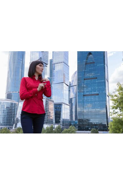 Женская рубашка под запонки красная - 5100 от DoubleCuff 