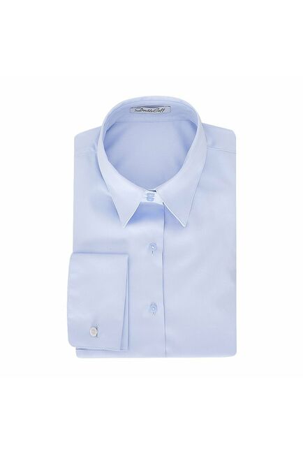 Женская рубашка под запонки голубая - 5101 от DoubleCuff 