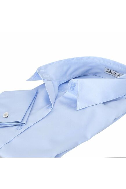 Женская рубашка под запонки голубая - 5101 от DoubleCuff 
