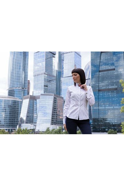 Женская рубашка под запонки белая Non-Iron - 5102 от DoubleCuff 