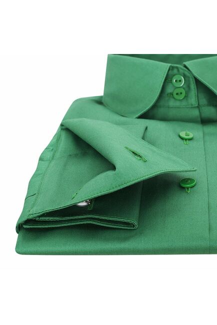 Женская рубашка под запонки зеленая - 5103 от DoubleCuff 