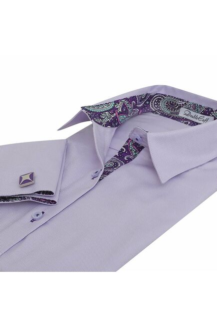 Женская рубашка под запонки фиолетовая Non-Iron - 5105 от DoubleCuff 