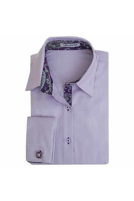 Женская рубашка под запонки фиолетовая Non-Iron - 5105 от DoubleCuff 
