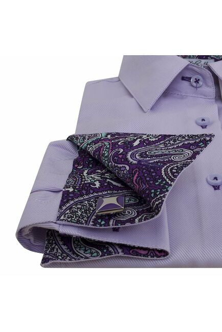 Женская рубашка под запонки фиолетовая Non-Iron - 5105 от DoubleCuff 