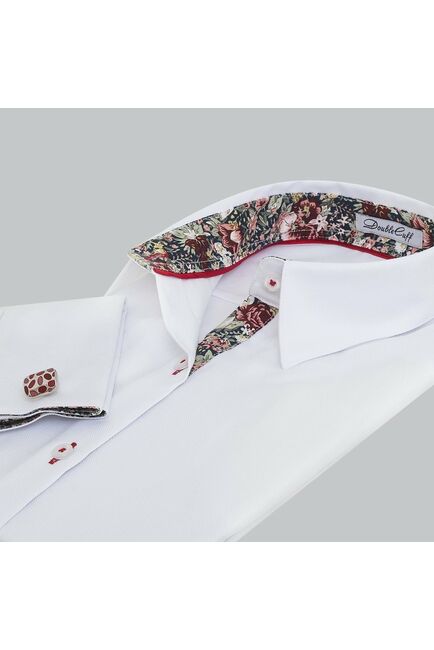 Женская рубашка под запонки белая Non-Iron - 5107 от DoubleCuff 