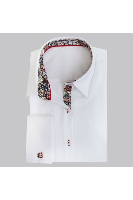 Женская рубашка под запонки белая Non-Iron - 5107 от DoubleCuff 