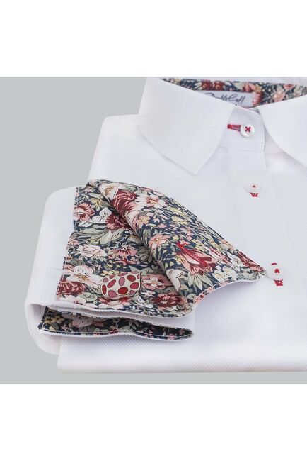 Женская рубашка под запонки белая Non-Iron - 5107 от DoubleCuff 