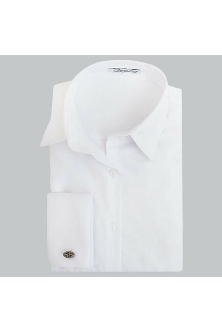 Женская рубашка под запонки белая Non-Iron - 5108 от DoubleCuff 