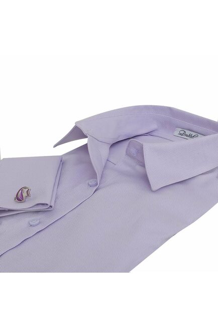 Женская рубашка под запонки фиолетовая Non-Iron - 5113 от DoubleCuff 