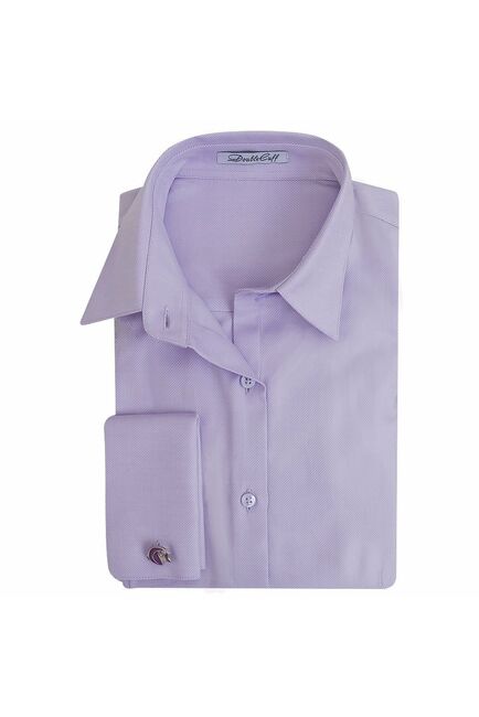 Женская рубашка под запонки фиолетовая Non-Iron - 5113 от DoubleCuff 