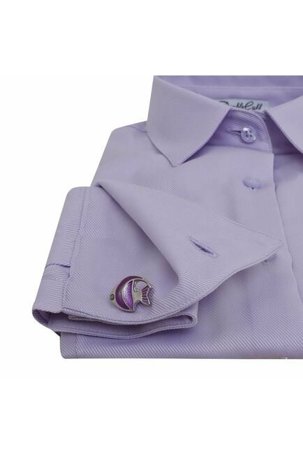 Женская рубашка под запонки фиолетовая Non-Iron - 5113 от DoubleCuff 