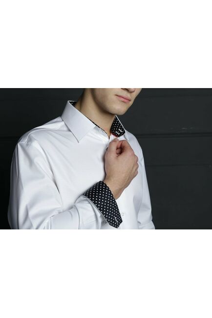 Мужская рубашка белая под пуговицы  Non-Iron - 5117 от DoubleCuff 