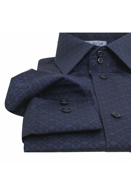 Мужская рубашка темно-синяя под пуговицы - 7610 от DoubleCuff 