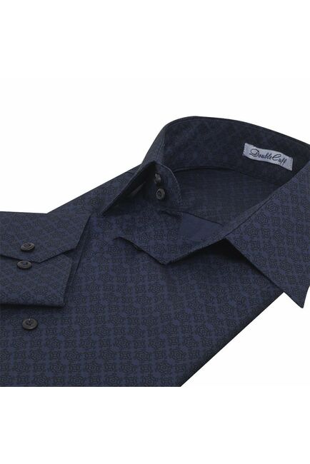 Мужская рубашка темно-синяя под пуговицы - 7610 от DoubleCuff 