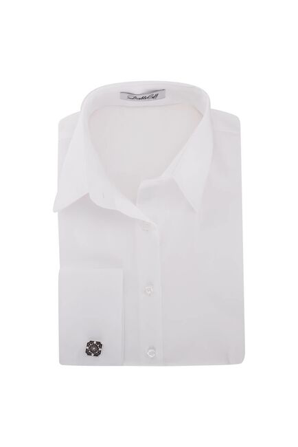 Женская рубашка под запонки белая Non-Iron - 5102 от DoubleCuff 