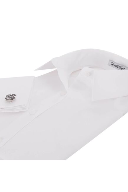 Женская рубашка под запонки белая Non-Iron - 5102 от DoubleCuff 