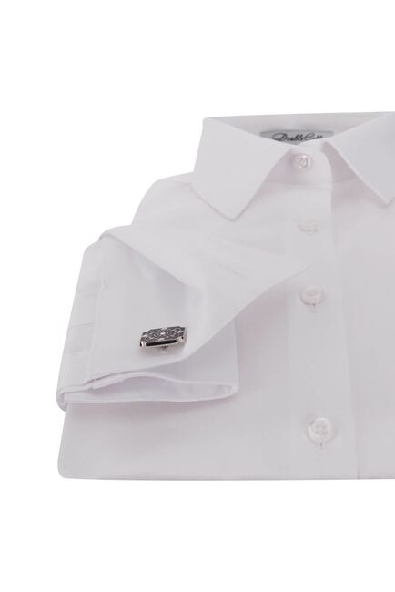 Женская рубашка под запонки белая Non-Iron - 5102 от DoubleCuff 