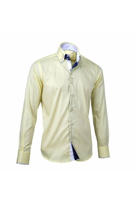 Мужская рубашка желтая приталенная под пуговицы - 50225 от Tonelli 