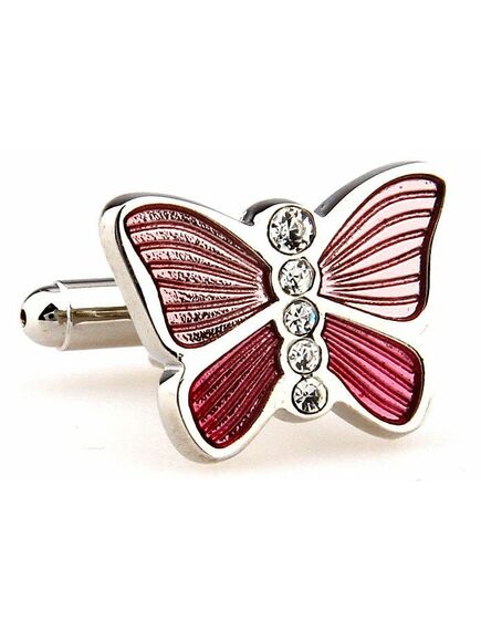 Запонки бабочка розово-фиолетовая - 1590 от  