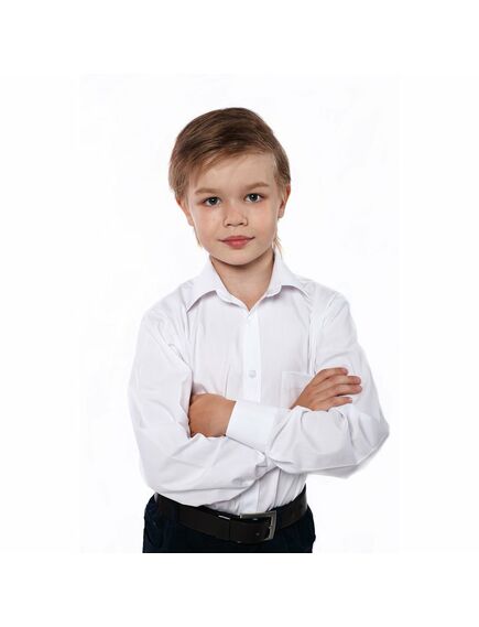 Приталенная детская рубашка с пуговицами белая - 00588 от DoubleCuff 
