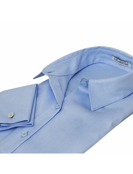 Женская рубашка под запонки голубая Non-Iron - 7011 от DoubleCuff 