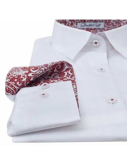 Женская рубашка белая рукав три четверти  - 7081 от DoubleCuff 