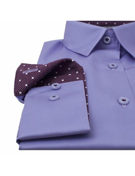 Женская рубашка фиолетовая рукав три четверти  - 7107 от DoubleCuff 