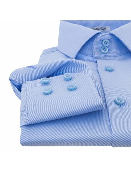 Приталенная мужская рубашка голубая под пуговицы Non-Iron - 7128 от DoubleCuff 