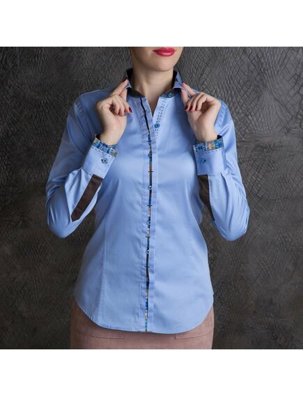 Женская голубая рубашка с отделкой - 7146 от Tonelli 